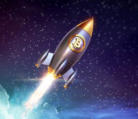 Rocket with bitcoin symbol