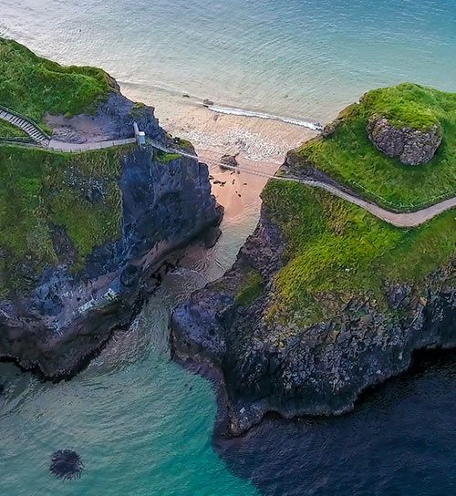 Coastal bridge seen from above