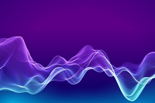 Abstract wavy blue lines on purple background
