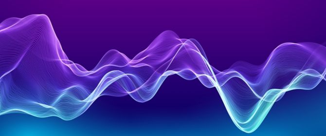 Abstract wavy blue lines on purple background