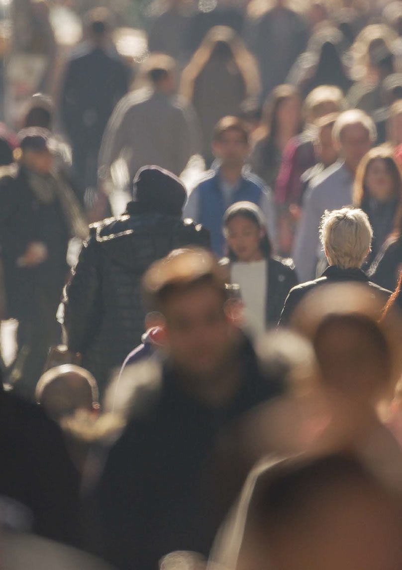 Crowd of people on shopping street