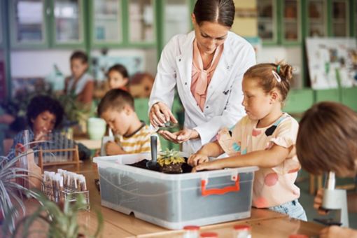 Children and teacher at school