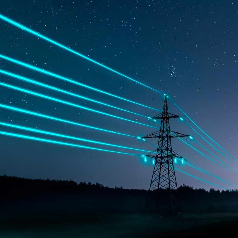 electricity pylon at night