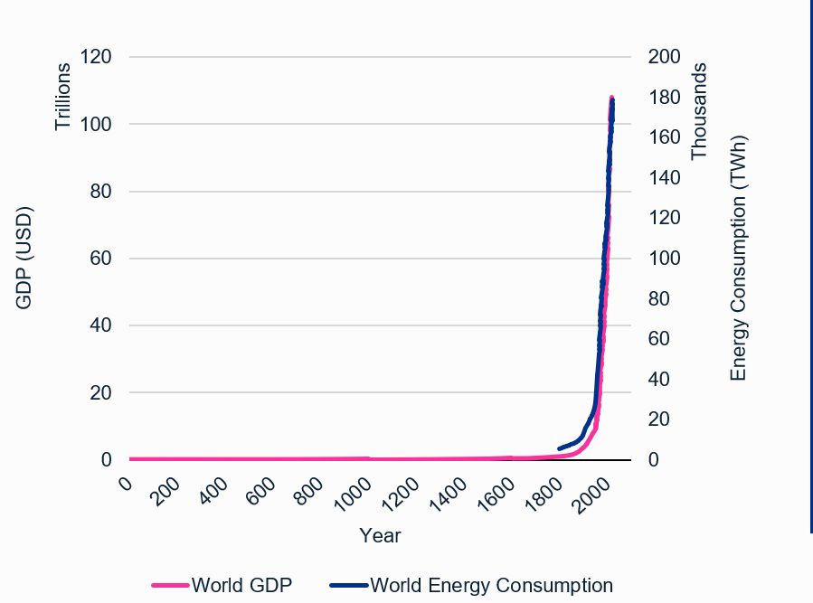 GDP only started rising once we went beyond biomass and human power