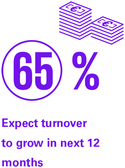 65% Expect turnover
to grow in next 12
months