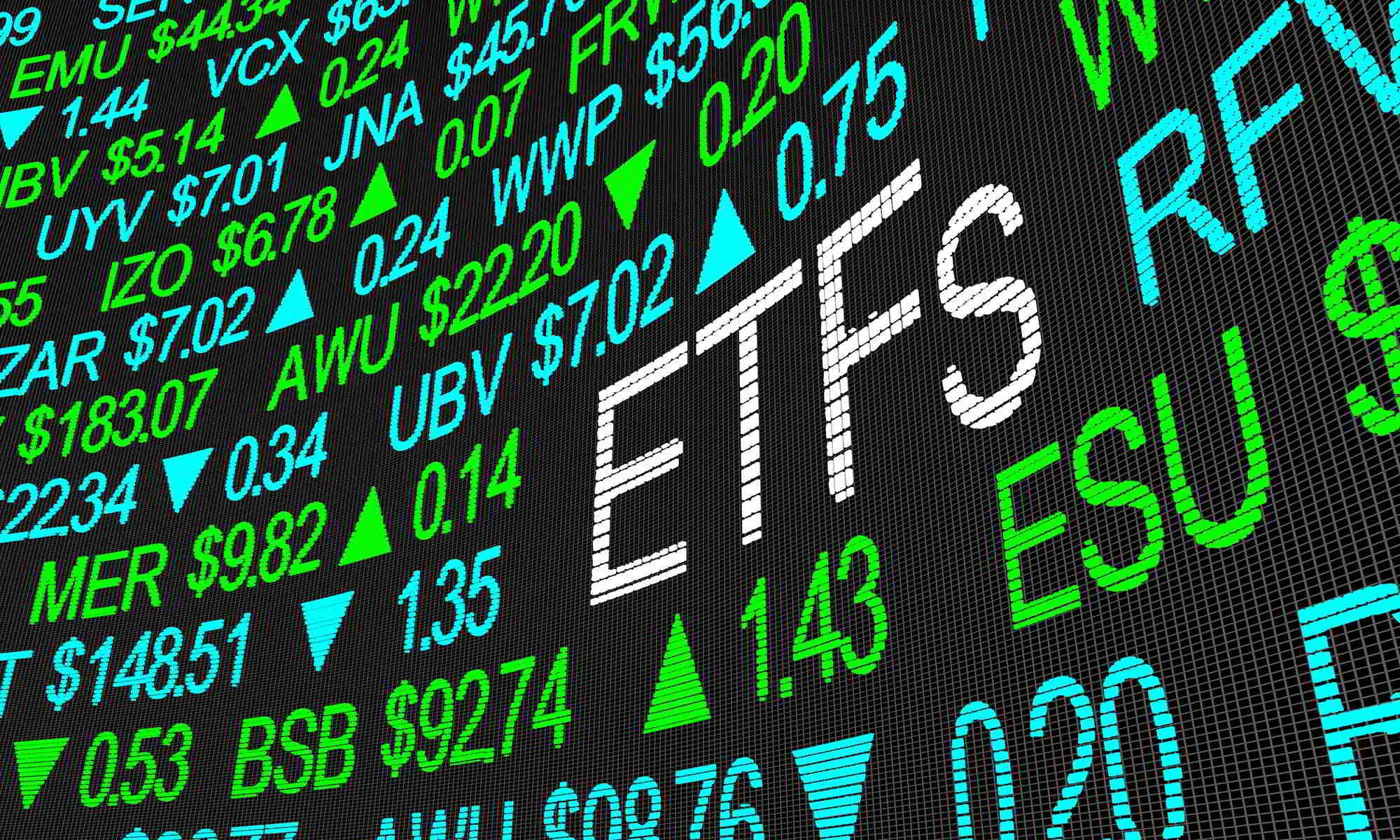ETFs on stock board