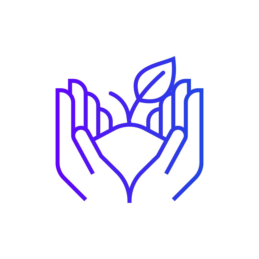hands holding sapling icon