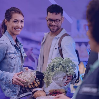 People shopping in supermarket