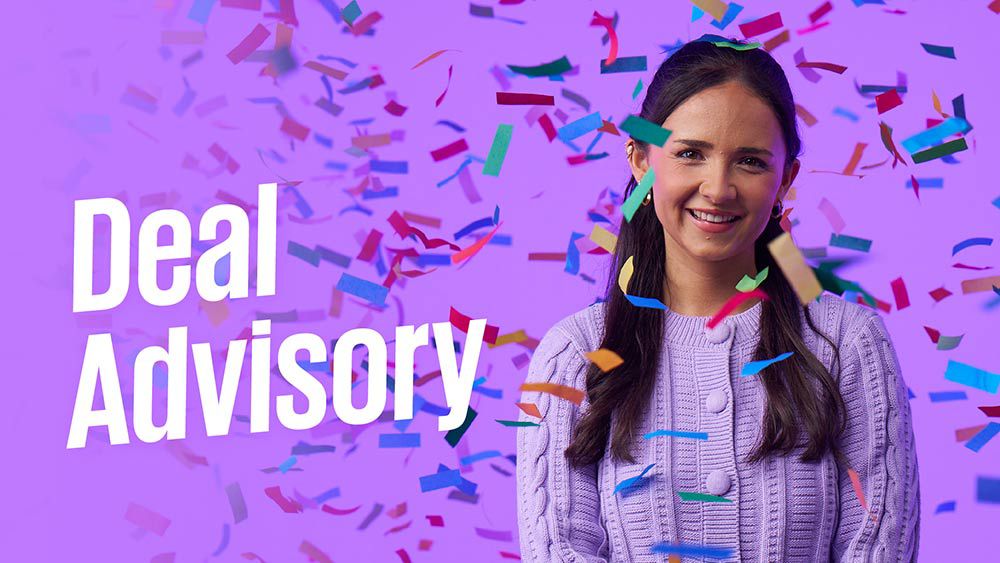 deal advisory grad on confetti background