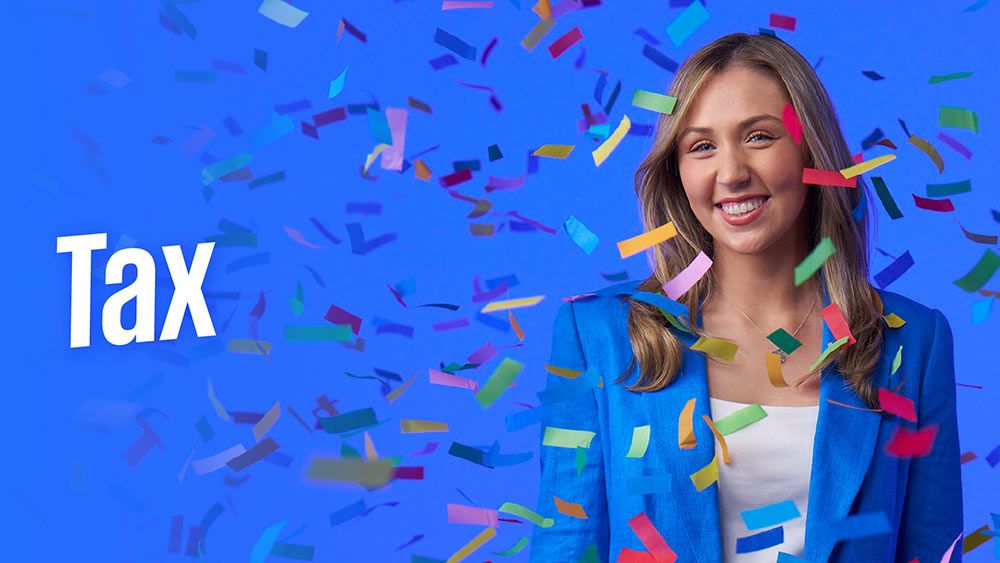 tax grad on confetti background