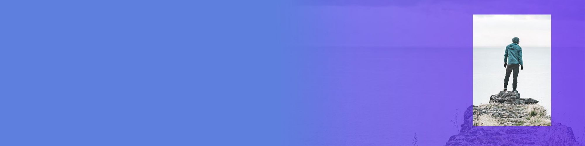 Hiker standing on rock