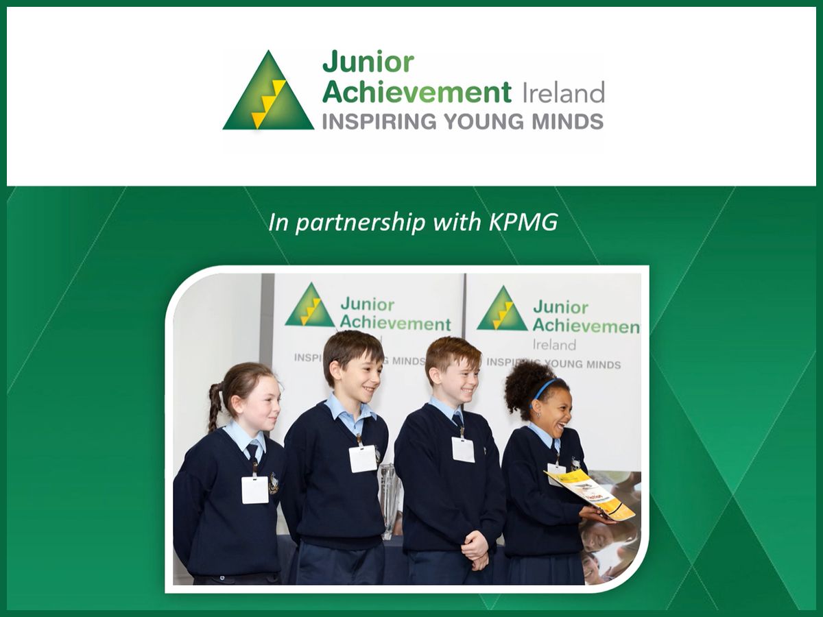 Children from Junior Achievement Ireland receiving award