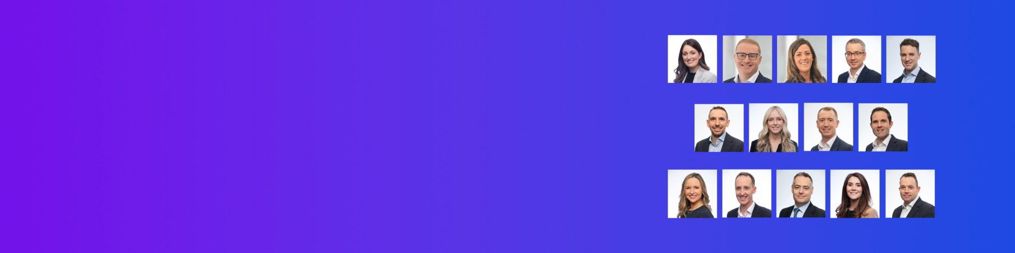 New partners on a purple and blue gradient background