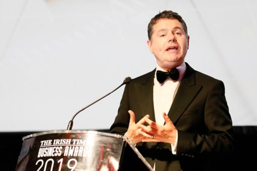 Minister for Finance, Paschal Donohue, TD, speaks at The 2019 Irish Times Business Awards.