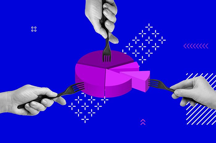 Pie chart with slice on fork