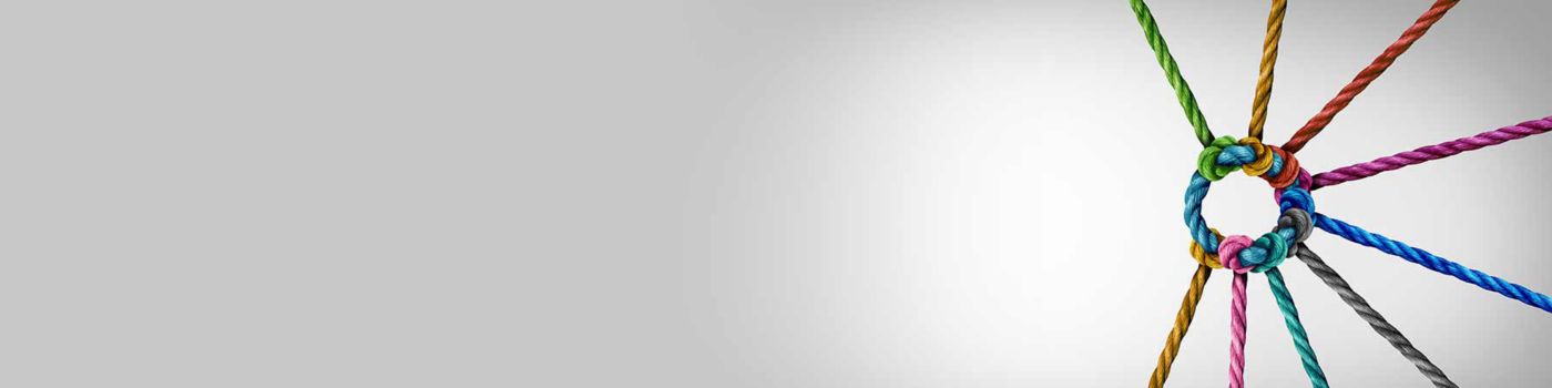 Colourful ropes tied in a knot symbolising unity