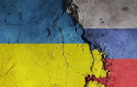 Ukrainian and Russian flags