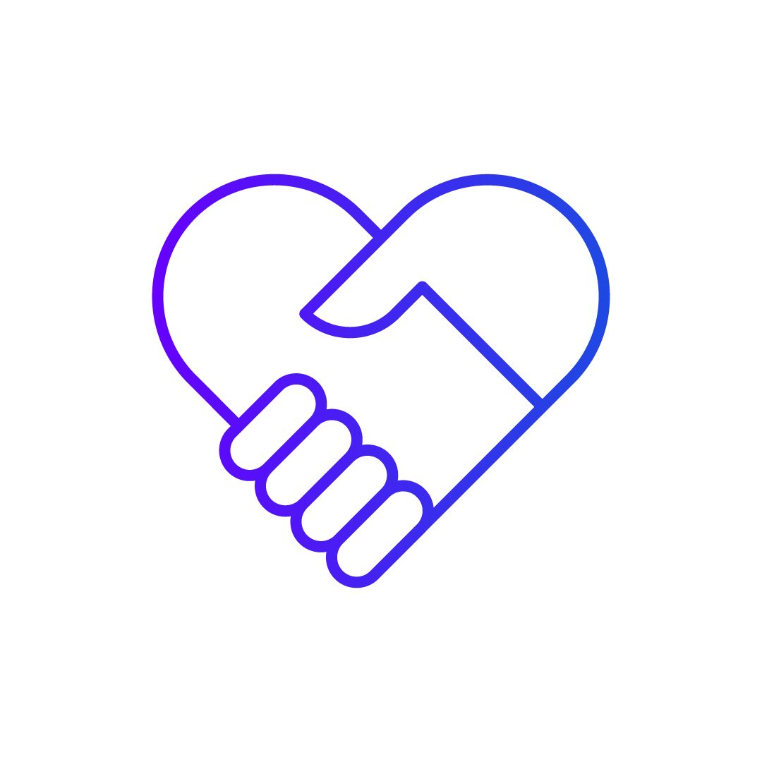 handshake in the shape of a heart icon