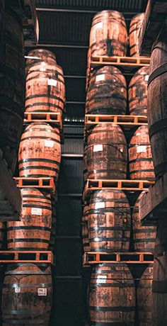 Stack of whiskey barrels