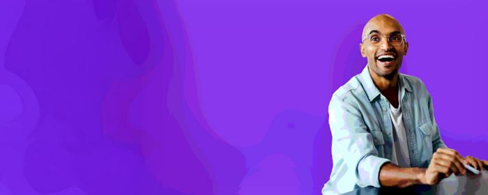 Illustration of man on purple background