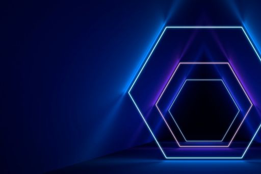 ignition hexagon lines in blue and purple against dark background