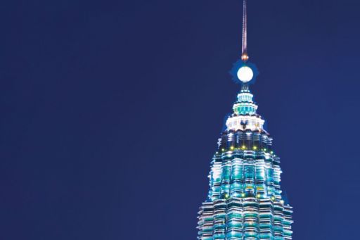 Illuminated tower in 2015