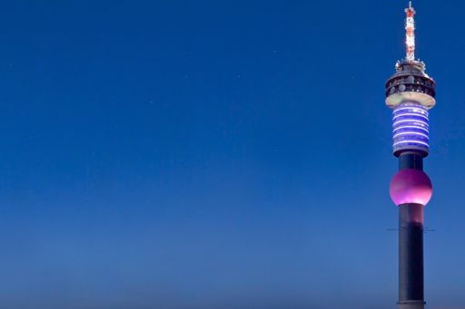 Illuminated tower at night