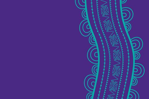 Indigenous Australia line drawing, teal on purple
