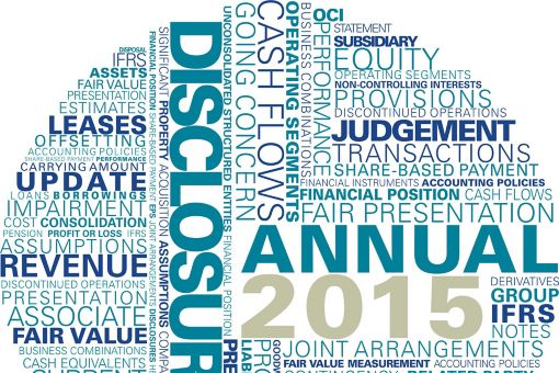 KPMG Guides to annual IFRS financial statements 2015 publication image: financial statement and disclosure word cloud