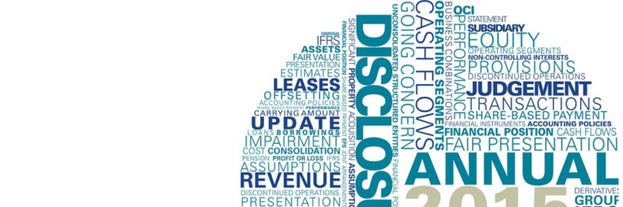 KPMG guides to interim IFRS financial statements 2015 publication image: financial statement and disclosure word cloud