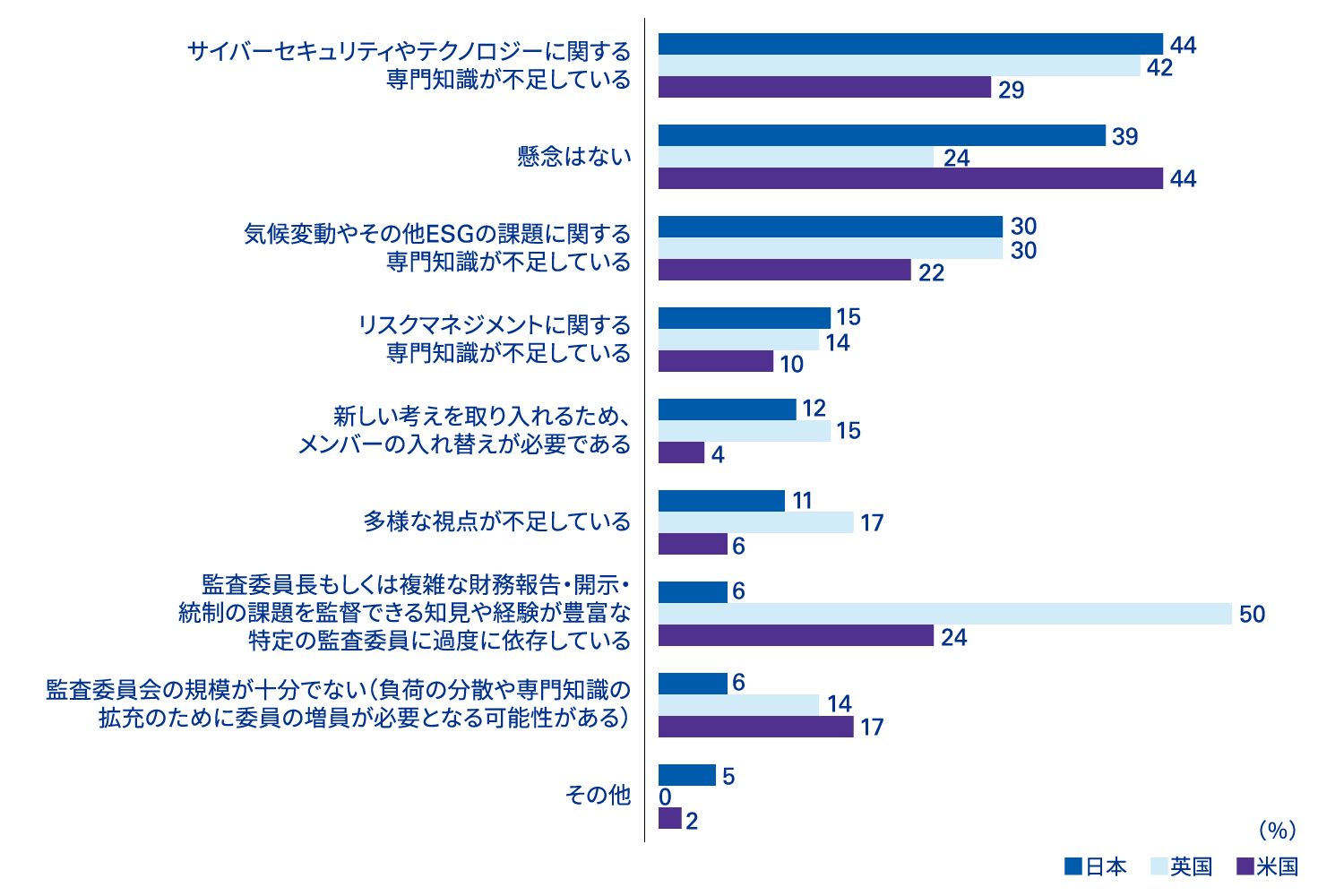 設問13 監査委員会の構成やスキルセットに関連してどのような懸念があるか？ （該当するものをすべて選択）