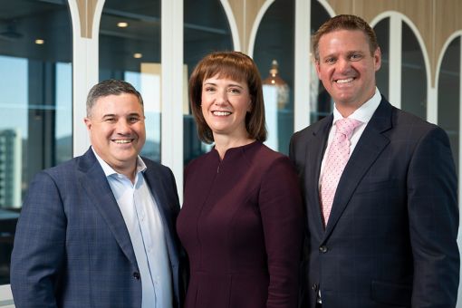 National Managing Partner of KPMG Enterprise, Naomi Mitchell, with George Skillin and Michael McRoberts of Chartertech