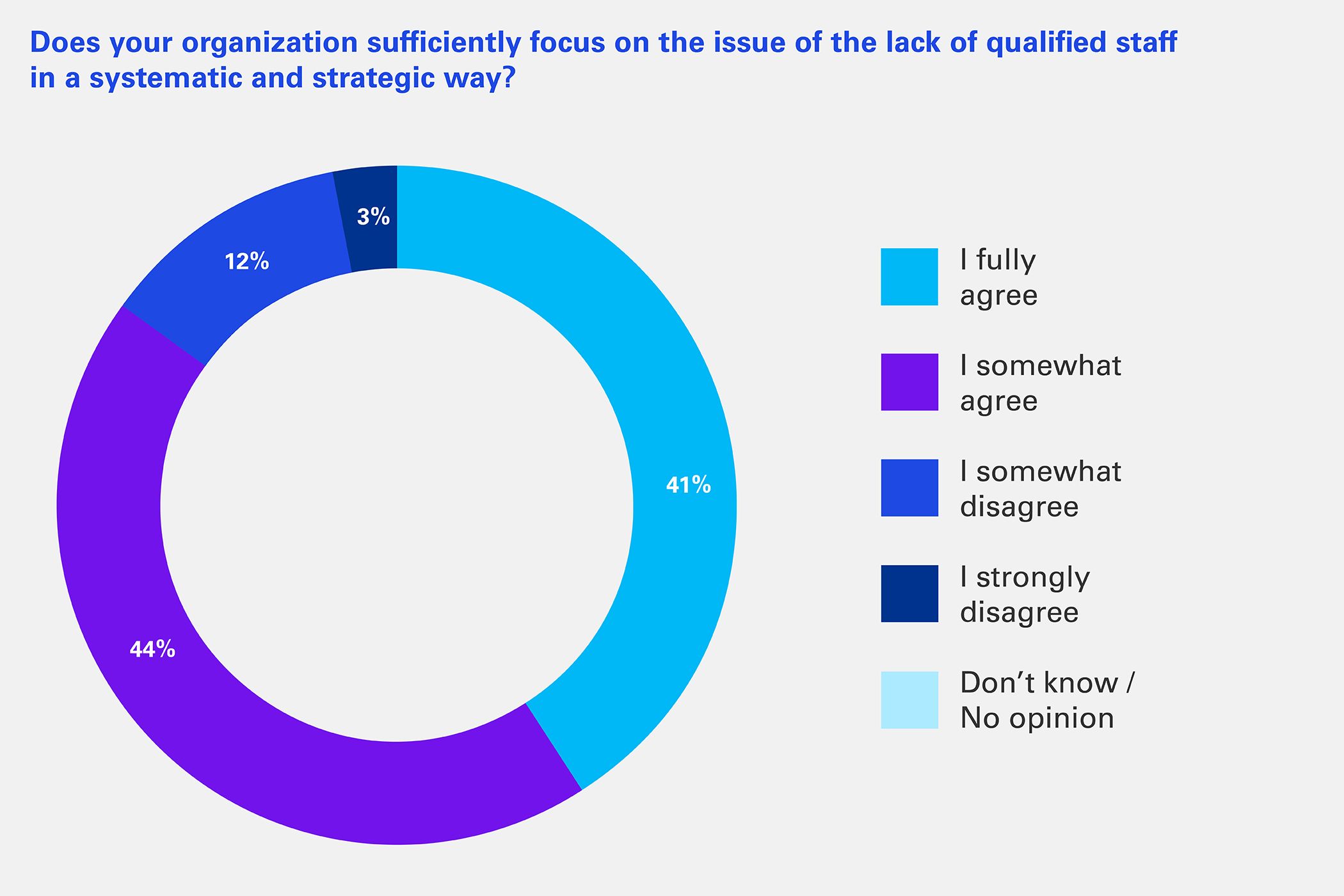 Piechart "Does your organization sufficiently focus on the issue of the lack of qualified staff in a systematic and strategic way?"