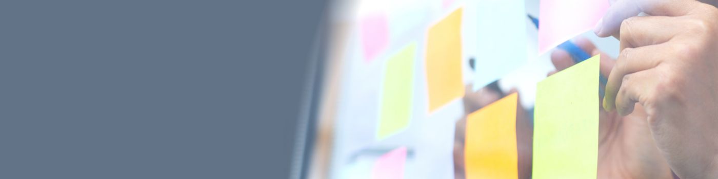 Employees mapping strategy on post-it notes