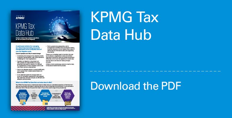 KPMG Tax Data Hub - digital governance of tax function