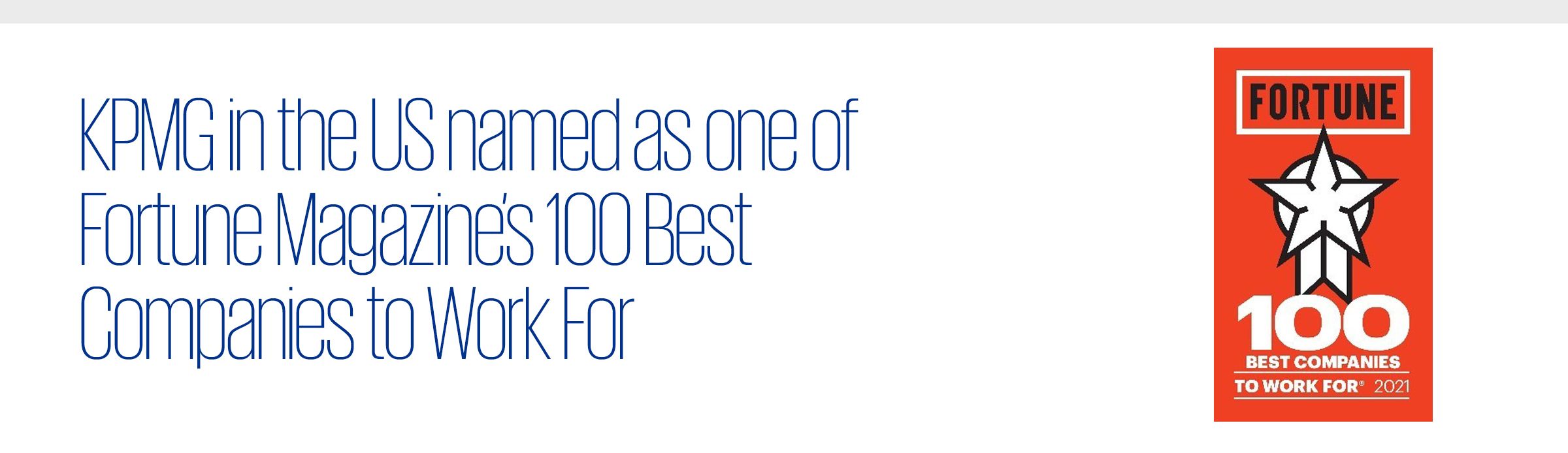 KPMG in the US named as one of FORTUNE’s 100 Best Companies to Work For®