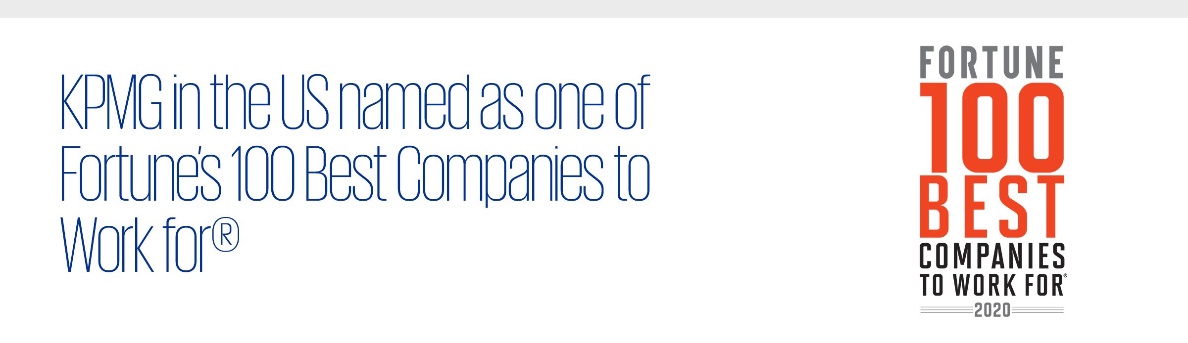 KPMG in the US named as one of FORTUNE’s 100 Best Companies to Work For®