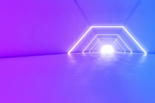 Illuminated purple tunnel