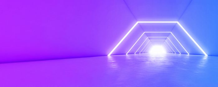 Illuminated purple tunnel