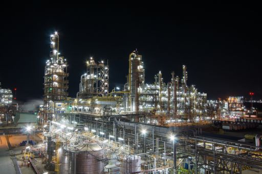 long exposure of petrol-chemical plant view at night