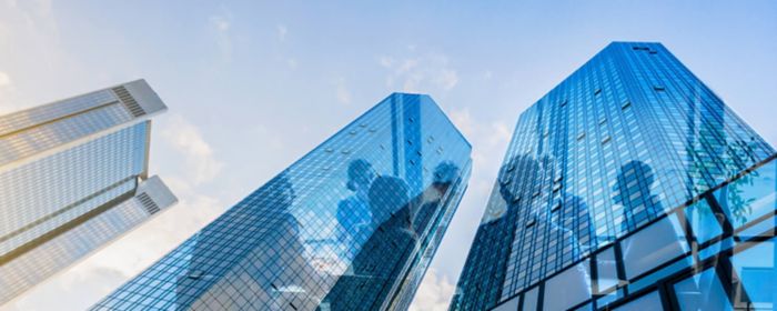 Low angle view of tall buildings