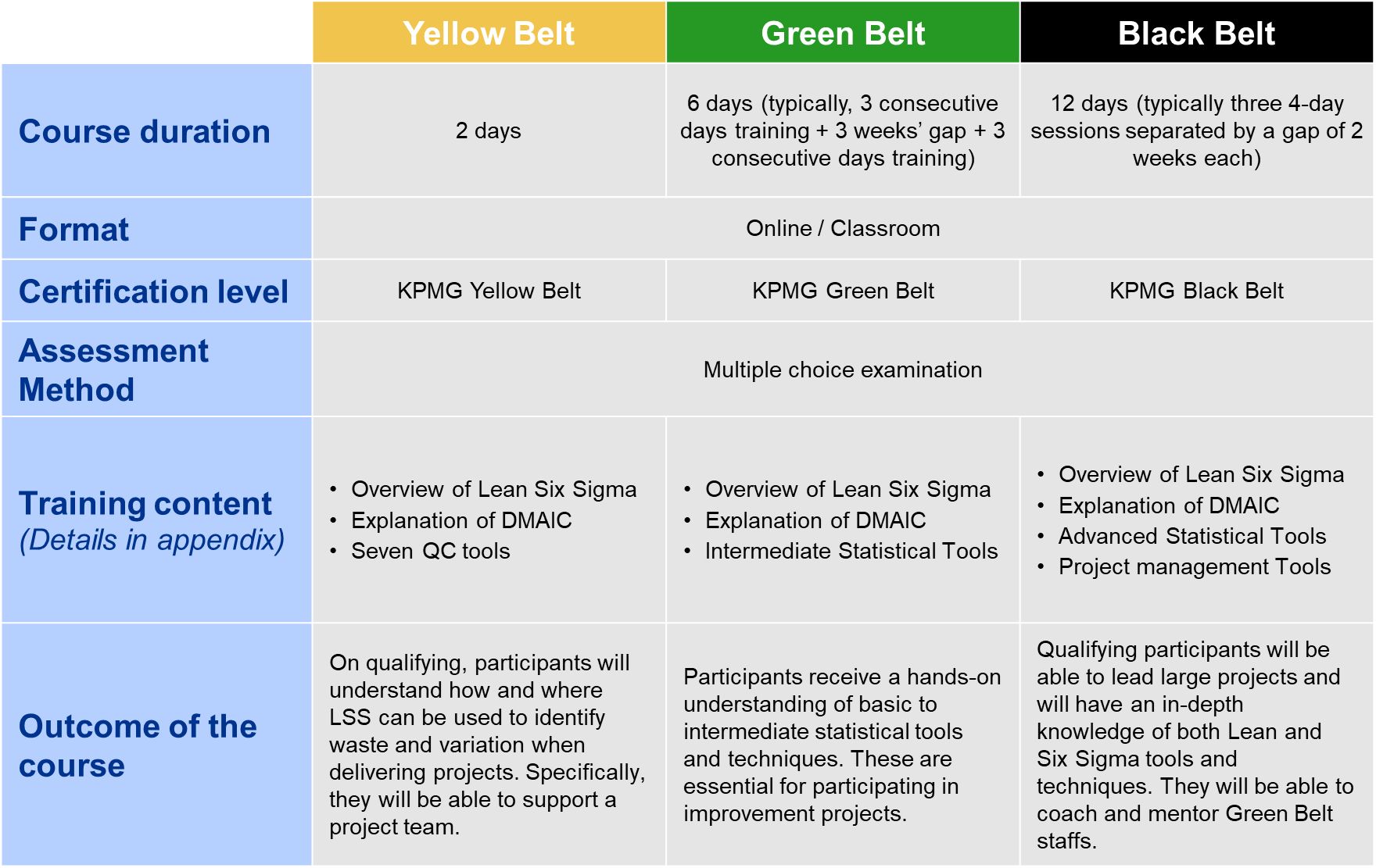 Six sigma green hotsell belt certification kpmg cost