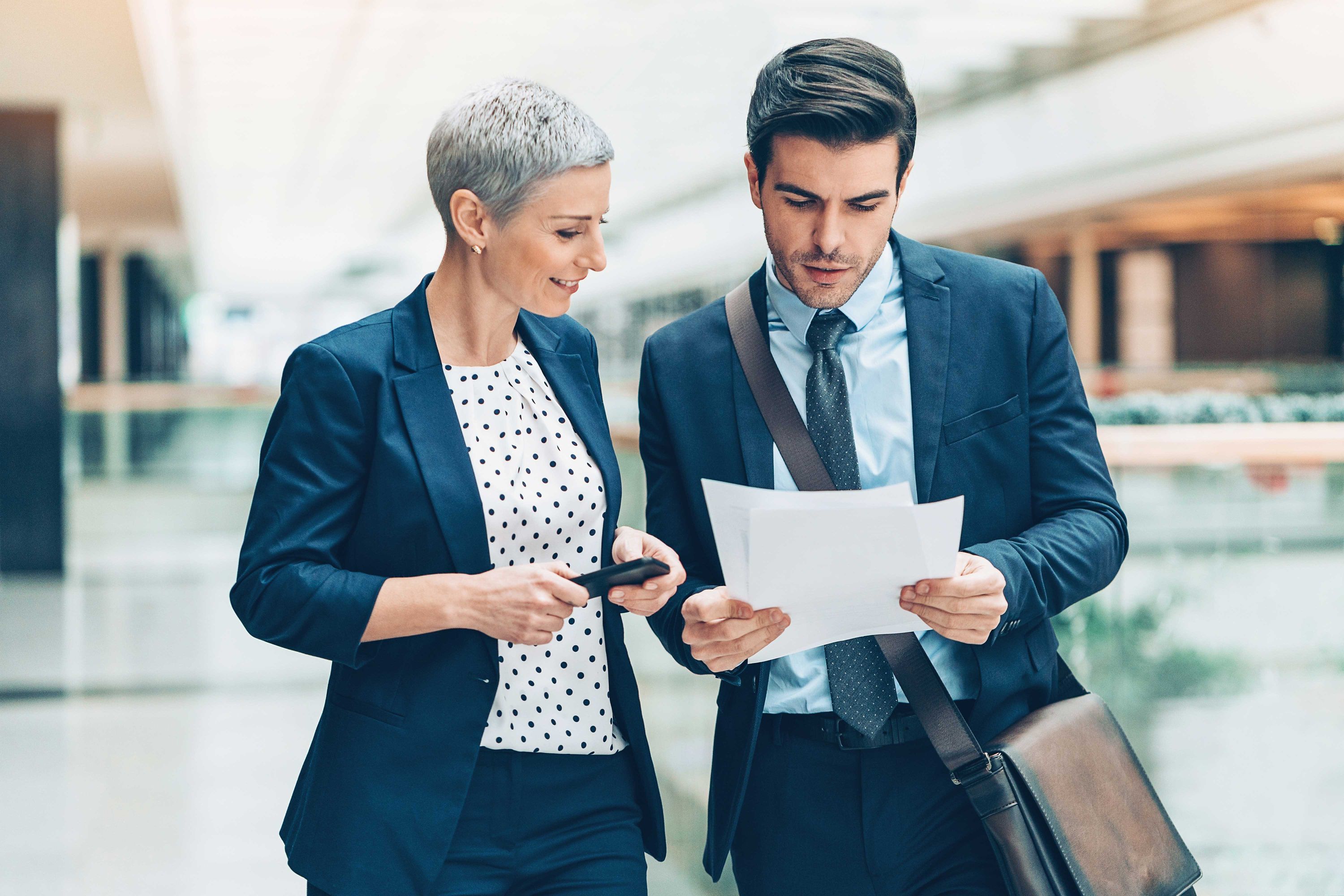 man and woman working