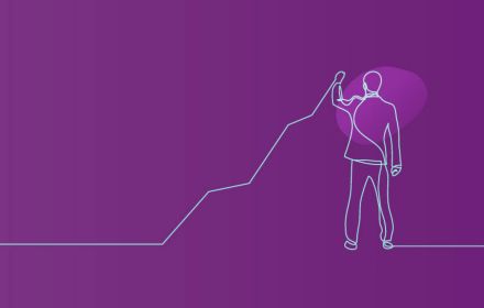Man drawing graph line