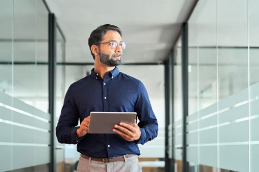 Man holding tablet