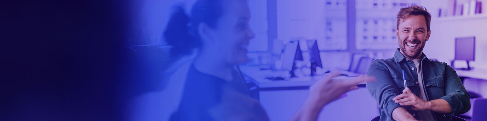 people laughing with colleague