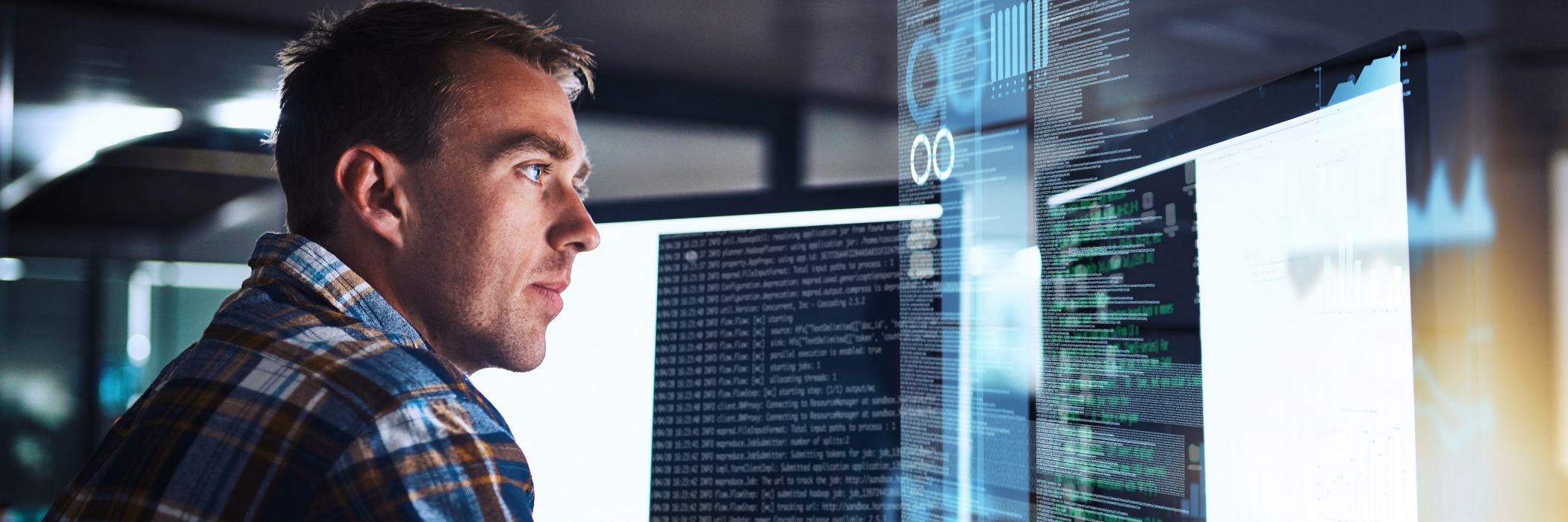 Man looking at computer screen