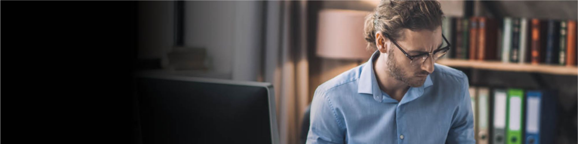 Man looking at graph
