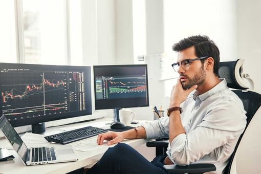 Man looking at computer screen