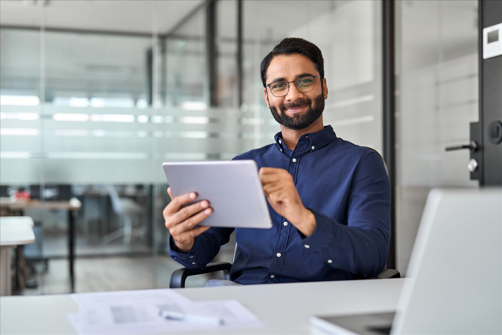  Man Posing with A Tablet